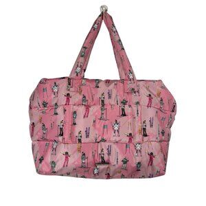 BETSEY JOHNSON Pink Ski Snowboard Weekender Travel Tote Bag Puffer Duffle